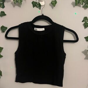 Zara Basics Black Cropped Tank Top Size M